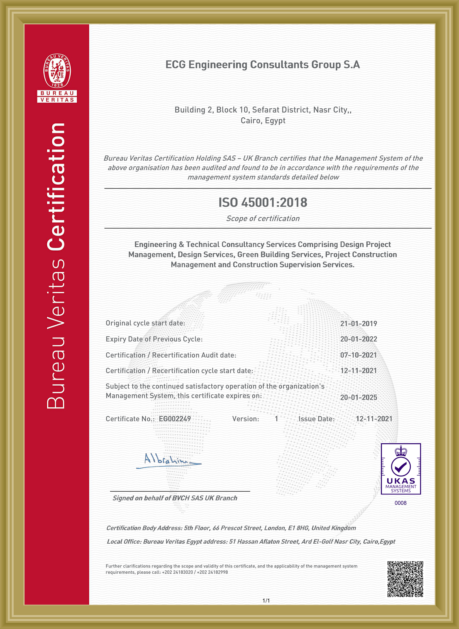 ISO 45001-2018 Certificate JAN 2025